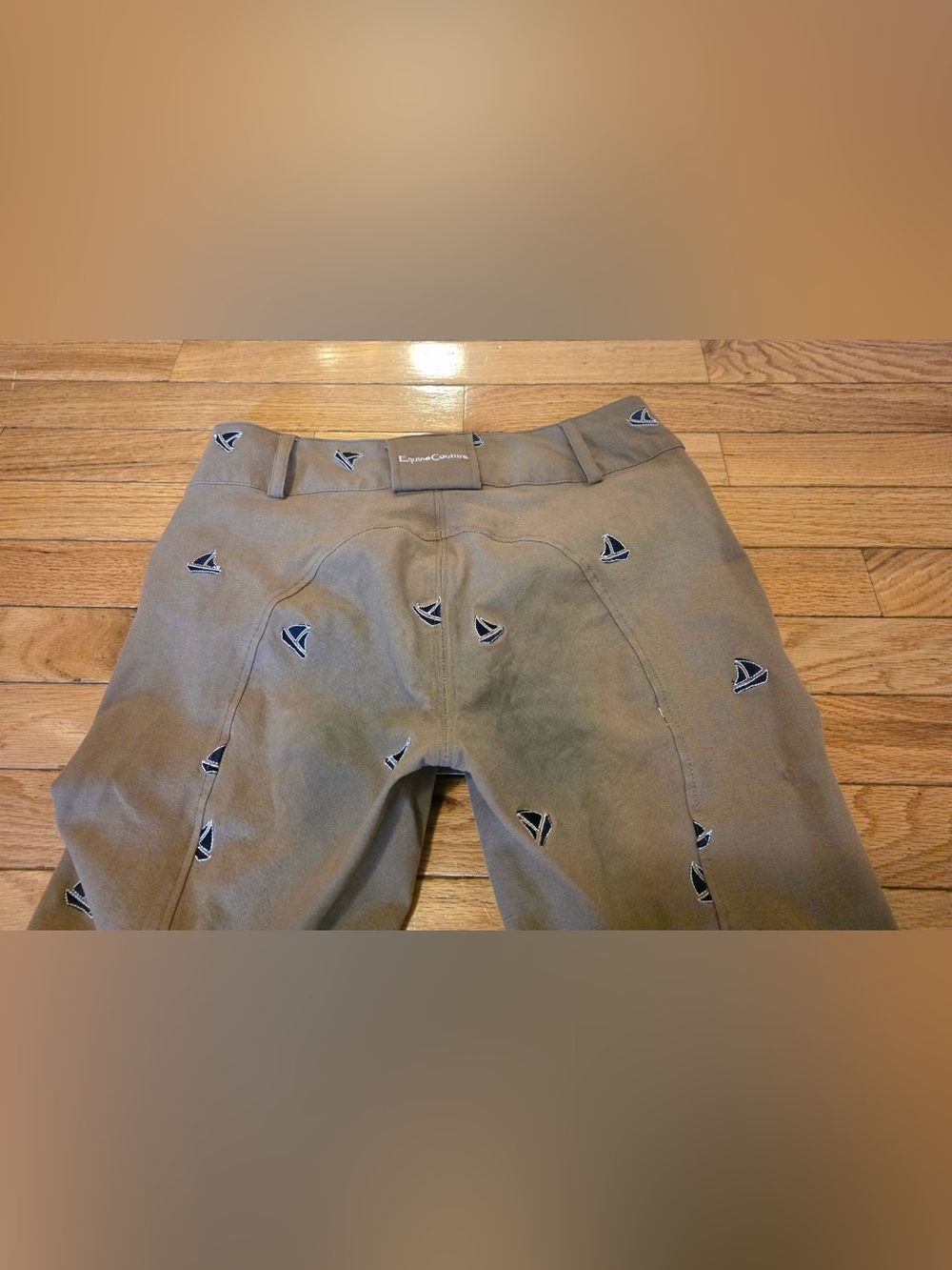 Taupe Women's Equine Couture Embroidered Sailboat Riding Pants - Picture 5 of 7